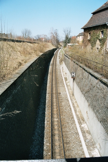 View from the bridge 'Komturstraße' in the direction of Zittau stop