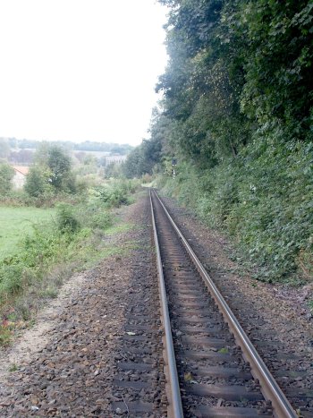 View to the track in the direction of the viaduct of the river Neiße