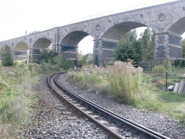 Passage through the viaduct of the river Neiße with view from Zittau Stop