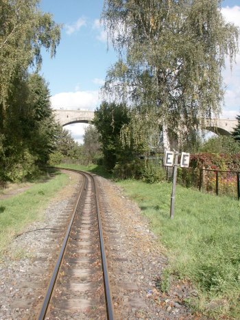 The passage through the viaduct of the river Neiße with the view from Zittau South