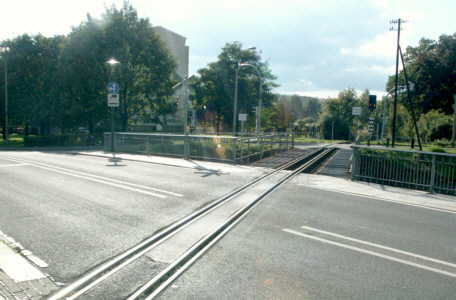 The river Mandau bridge from the view of the street traffic