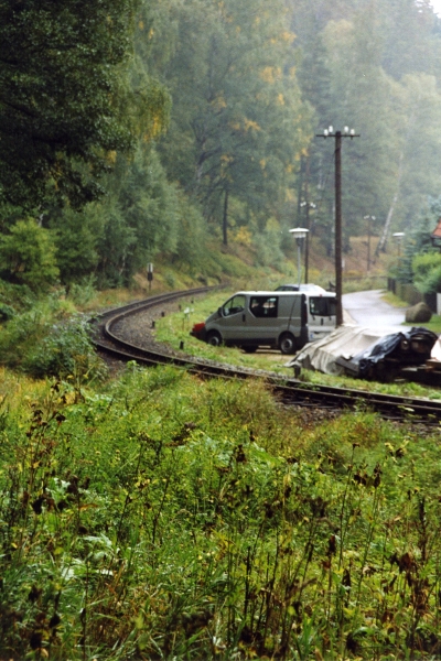 Here the track runs near the rock